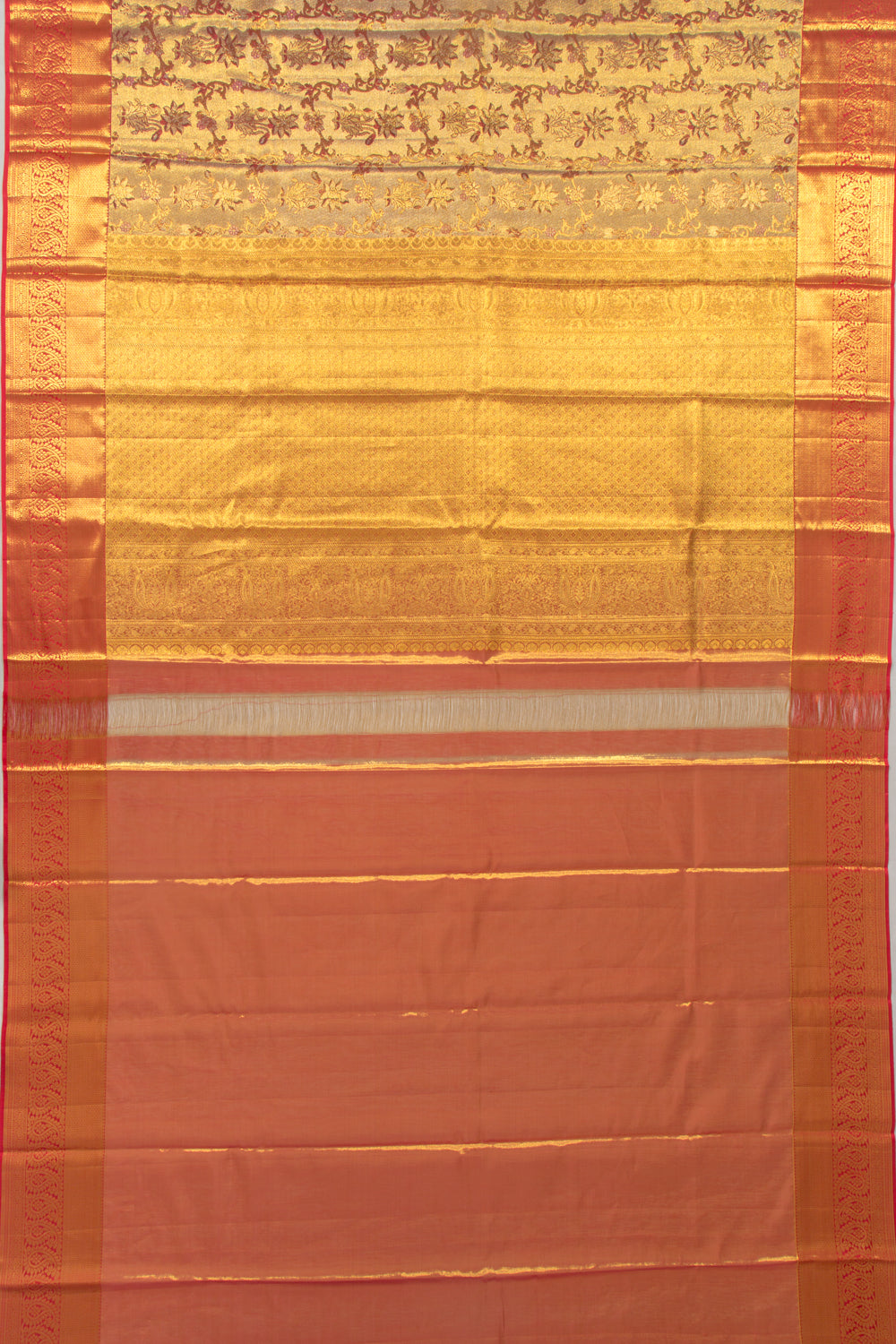 Taranga Kanchi Silk Tissue Jaal Gold Saree