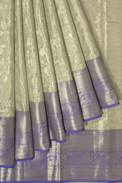 Taranga Kanchi Silk Tissue Jaal Silver Saree