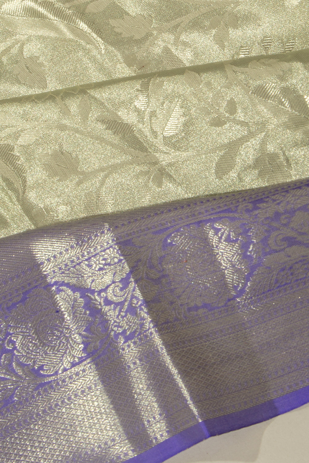 Taranga Kanchi Silk Tissue Jaal Silver Saree