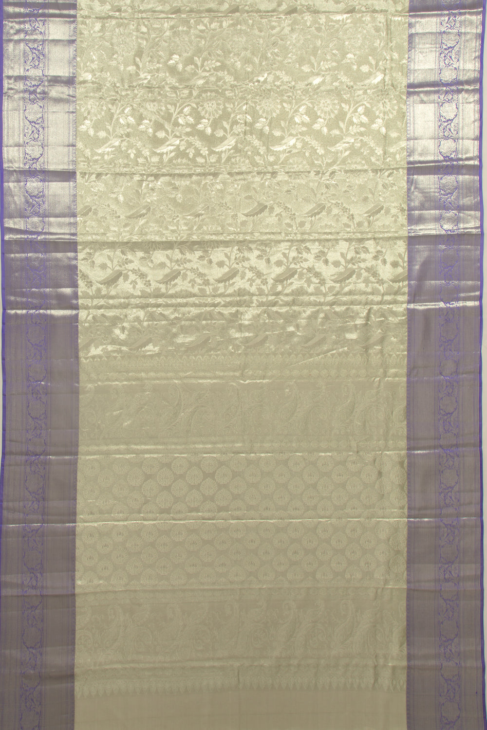 Taranga Kanchi Silk Tissue Jaal Silver Saree