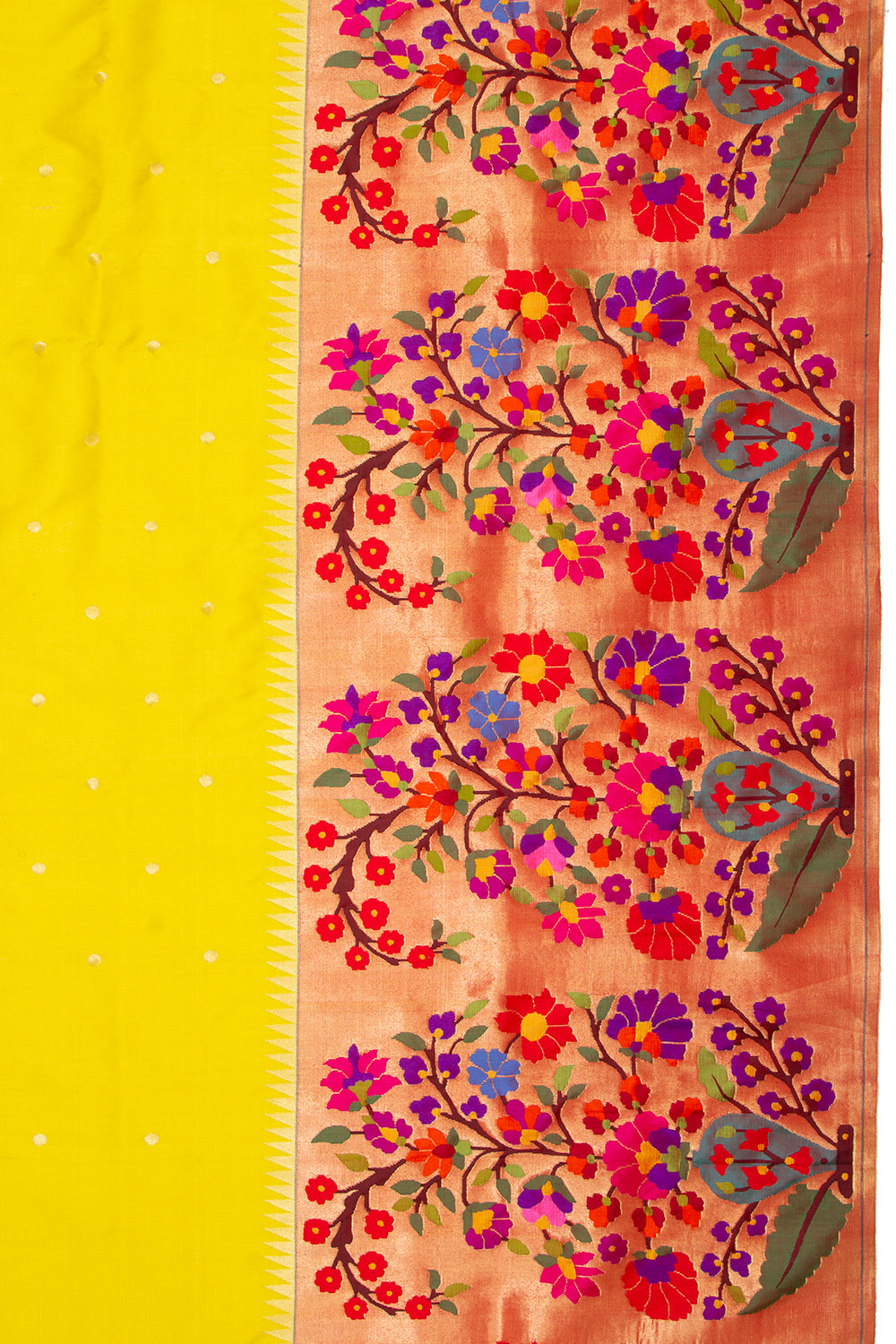 Paithani Silk Butta Yellow Saree