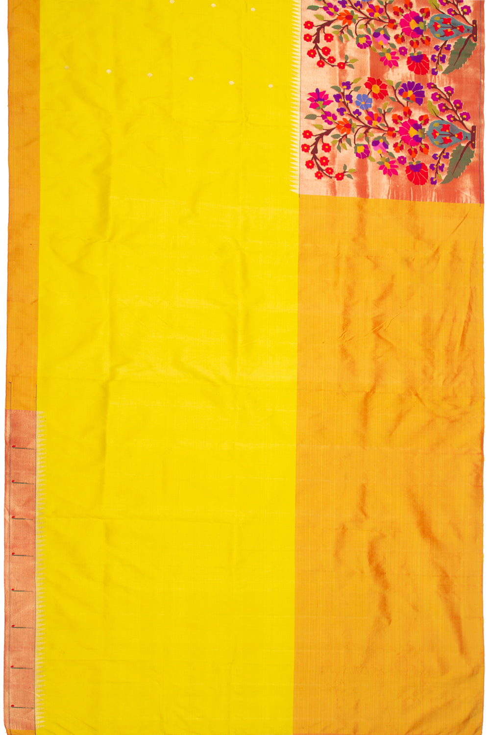 Paithani Silk Butta Yellow Saree