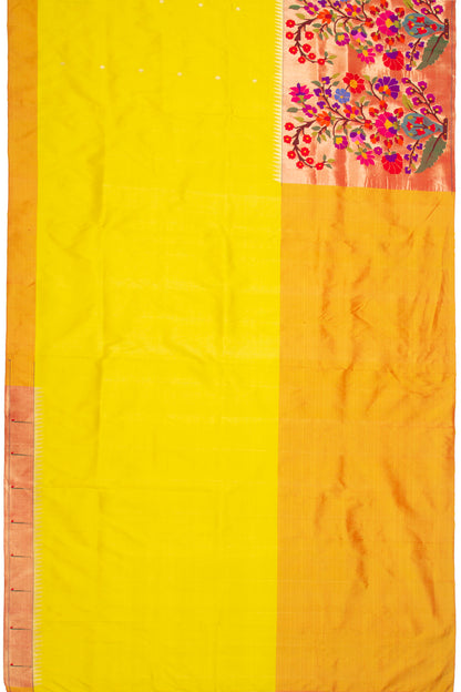 Paithani Silk Butta Yellow Saree