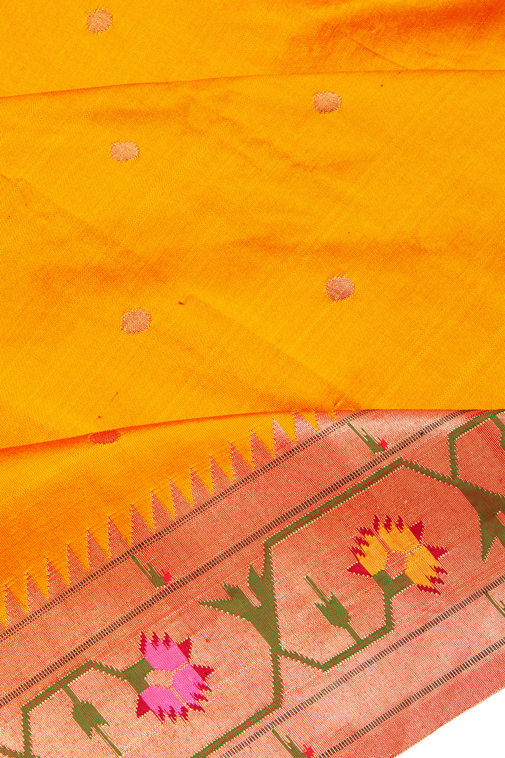 Paithani Silk Butta Mustard Yellow Saree With Akruthi Border