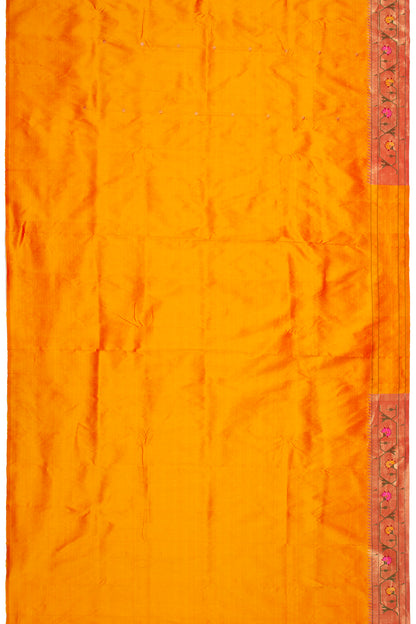 Paithani Silk Butta Mustard Yellow Saree With Akruthi Border
