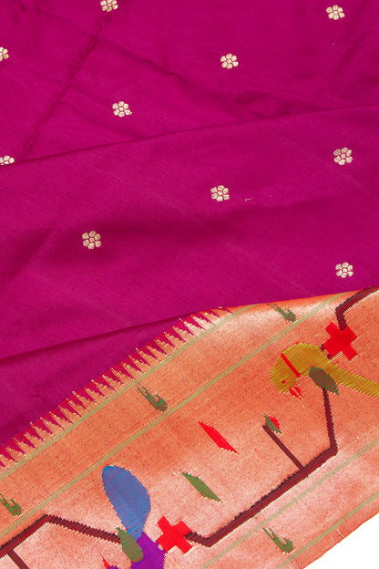Paithani Silk Butta Purple Saree With Akruthi Border