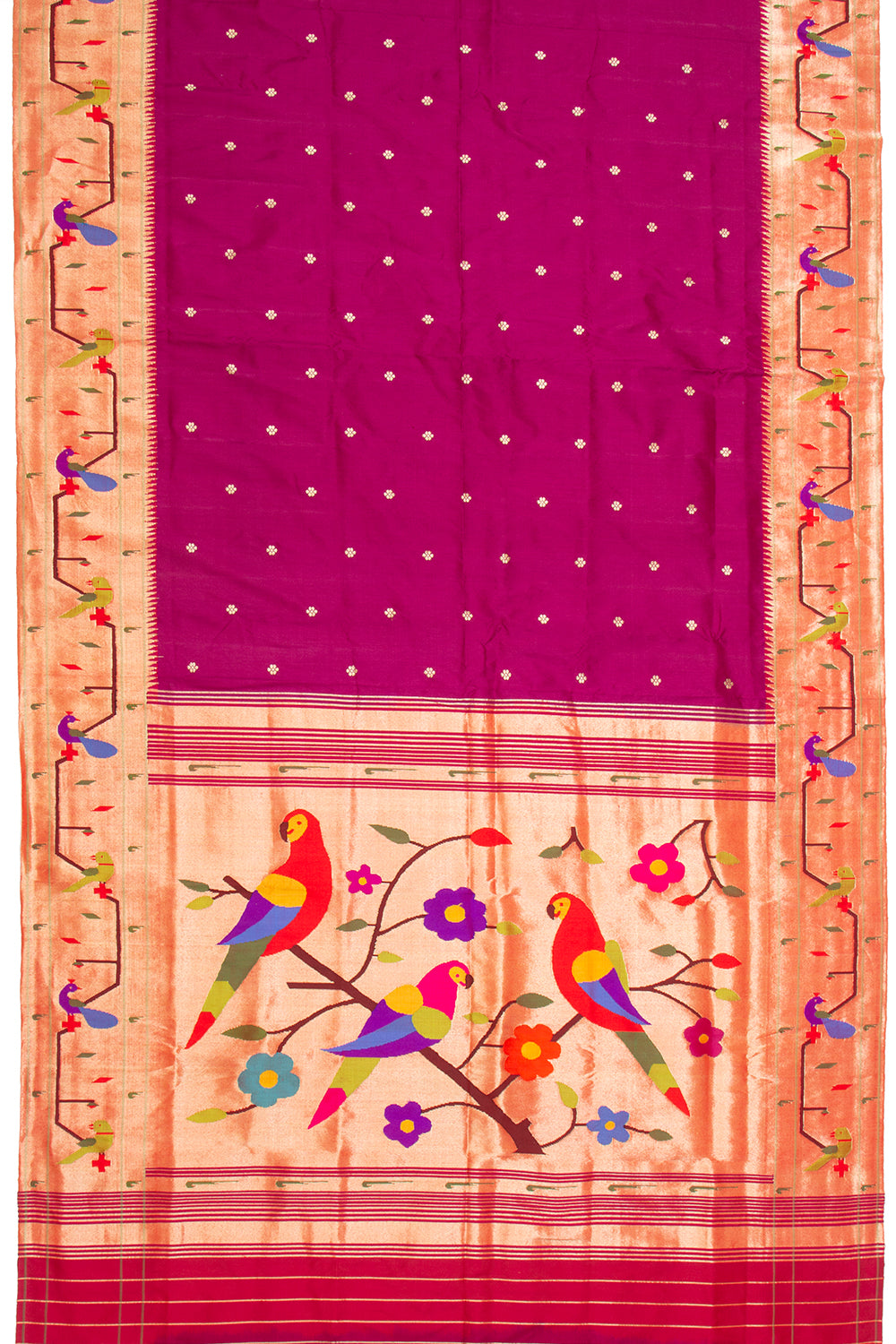 Paithani Silk Butta Purple Saree With Akruthi Border