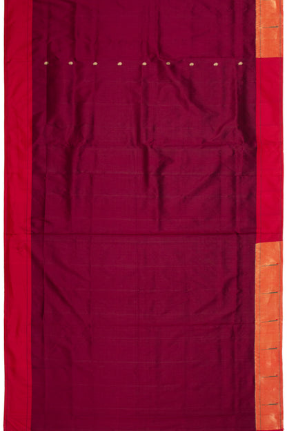 Paithani Silk Butta Maroon Saree With Single Muniya Border