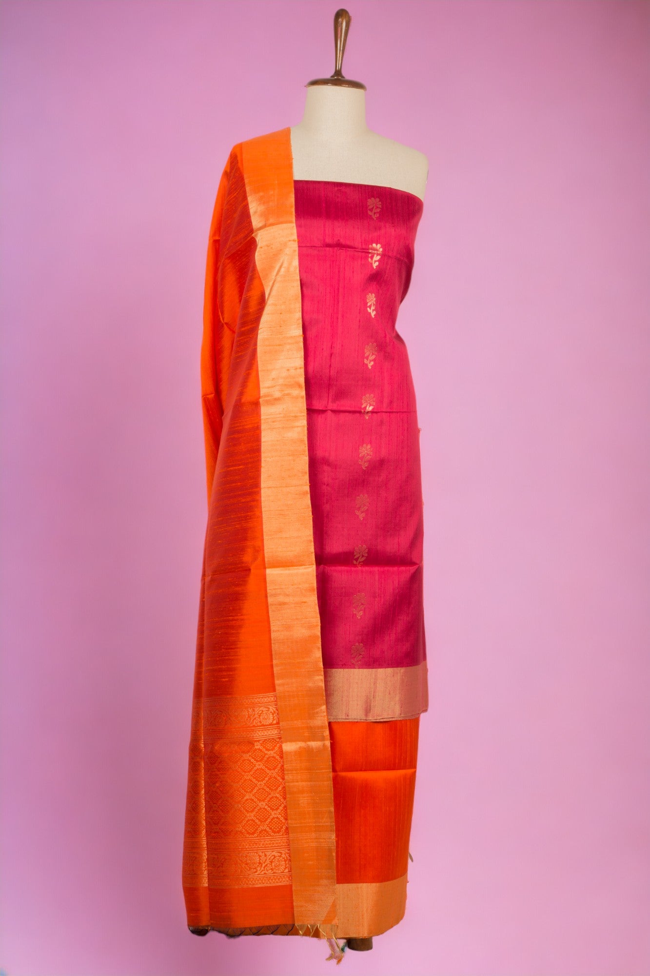 Tussar Butta Maroon Salwar Suit Set