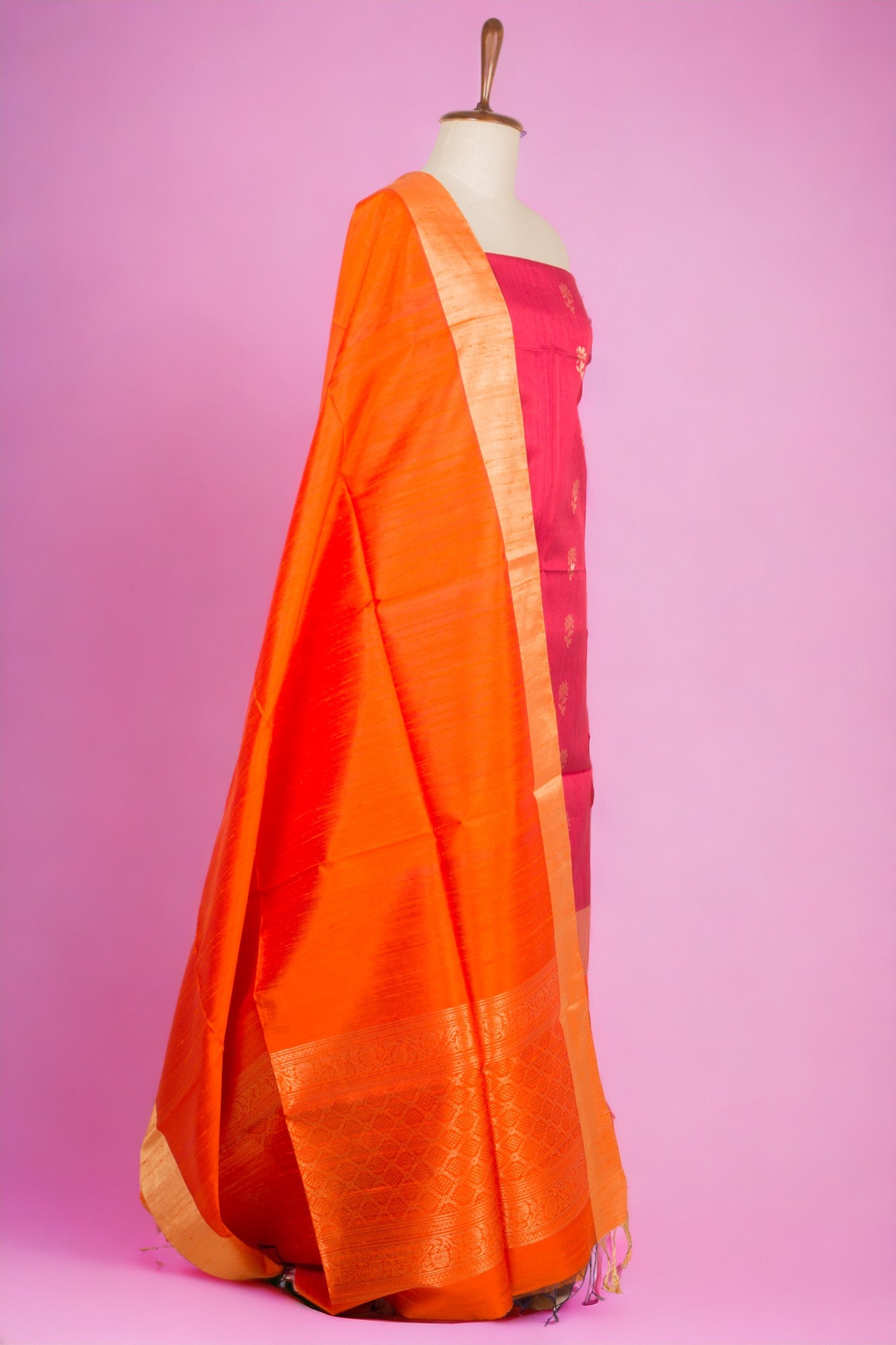 Tussar Butta Maroon Salwar Suit Set