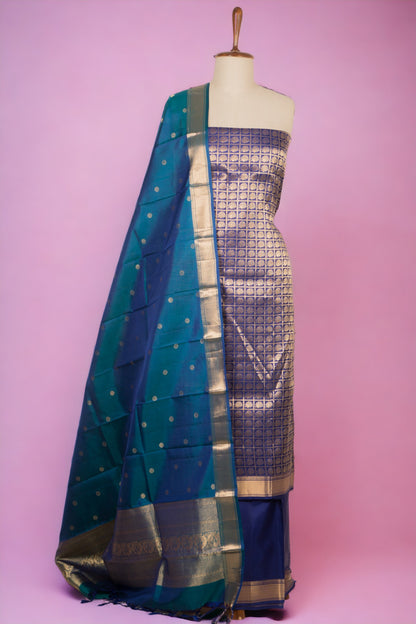Banarasi Silk Brocade Dark Blue Salwar Suit Set