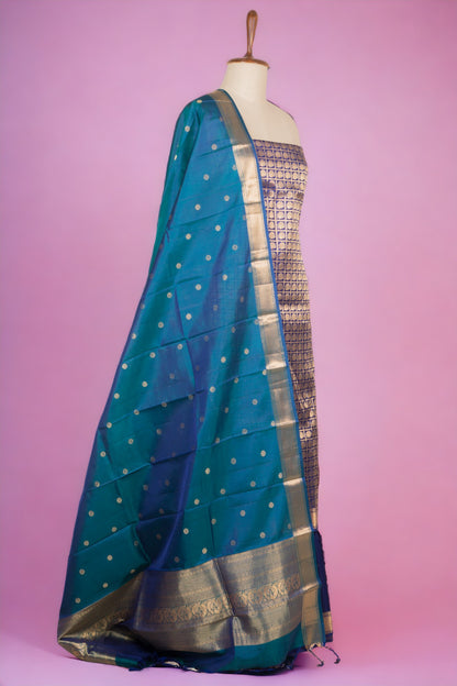 Banarasi Silk Brocade Dark Blue Salwar Suit Set