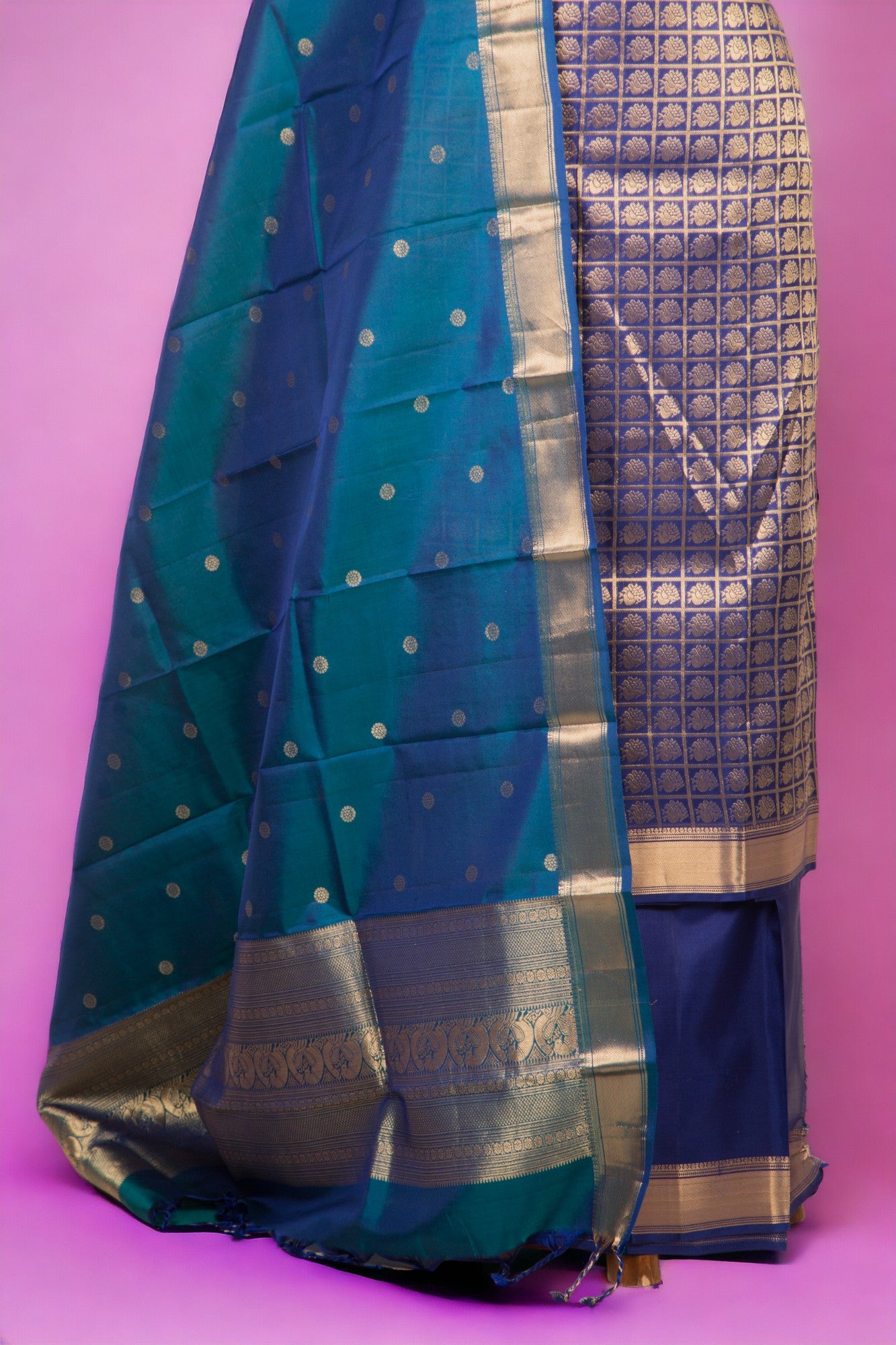 Banarasi Silk Brocade Dark Blue Salwar Suit Set