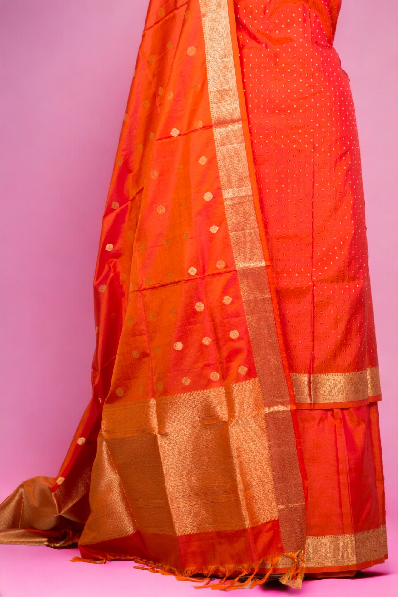 Banarasi Silk Brocade Orange Salwar Suit Set