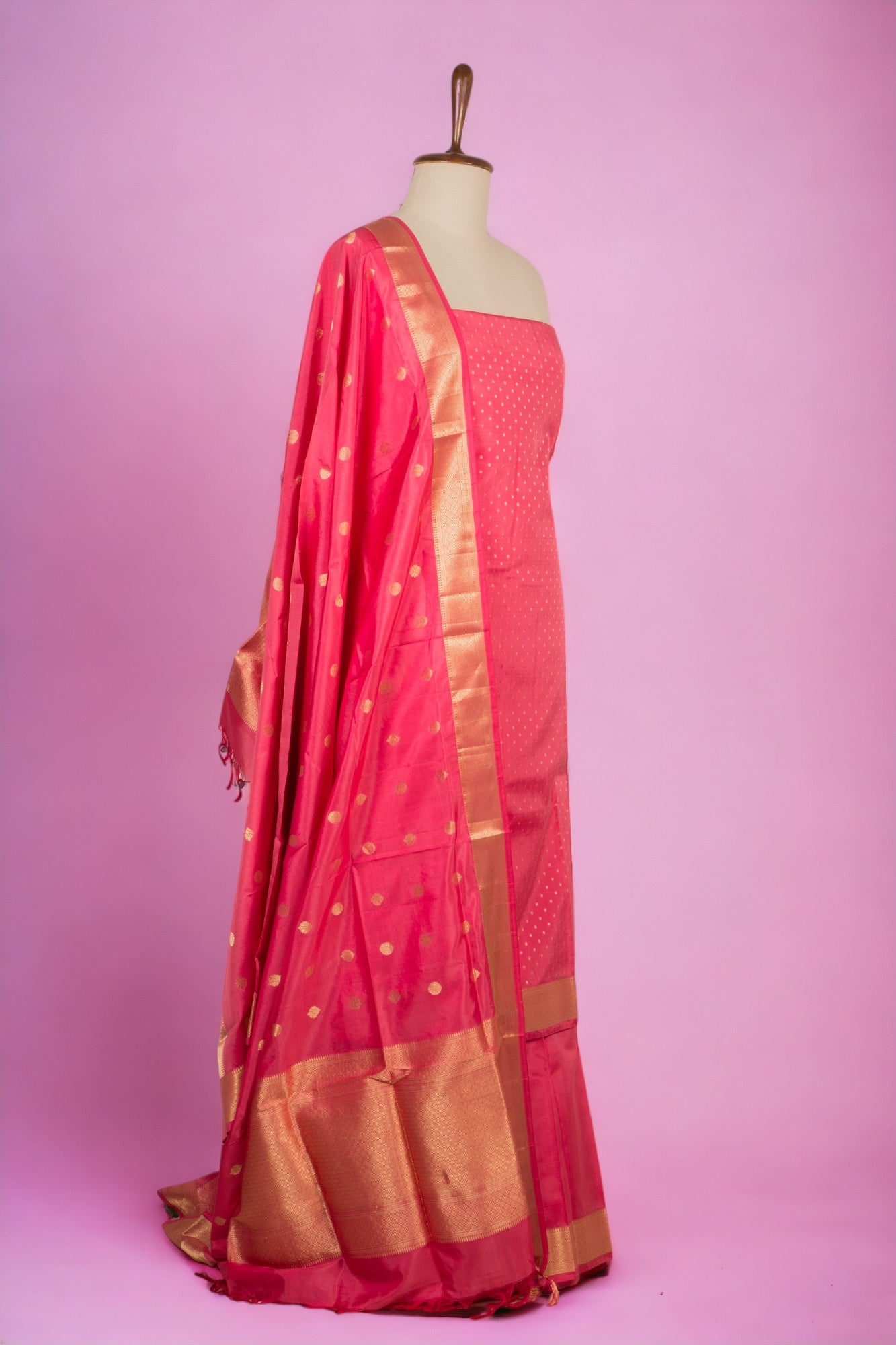 Banarasi Silk Brocade Pink Salwar Suit Set