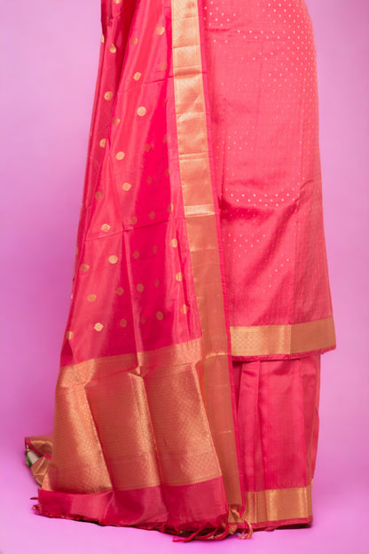 Banarasi Silk Brocade Pink Salwar Suit Set