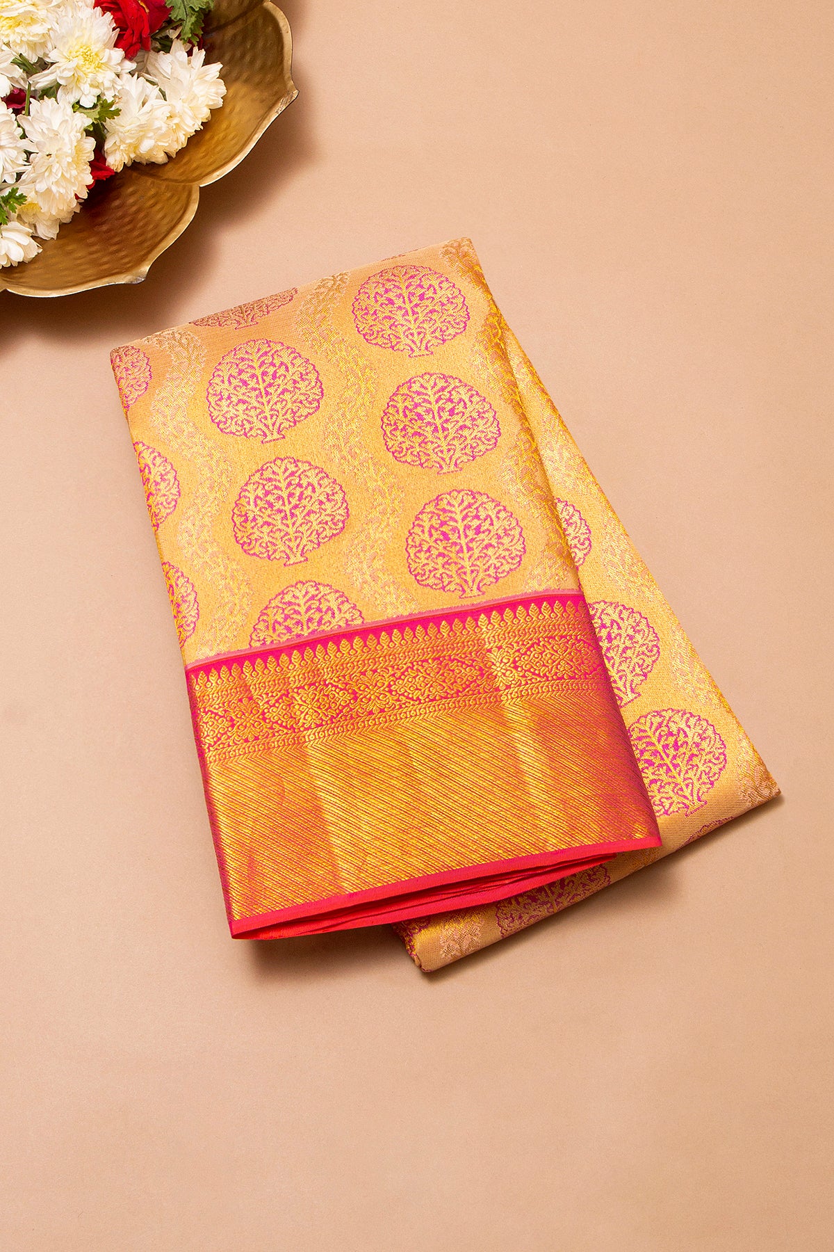 Taranga Kanchi Silk Tissue Brocade Gold Saree