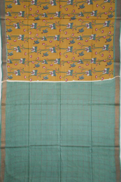 Tussar Pichwai Printed Mustard Yellow Saree