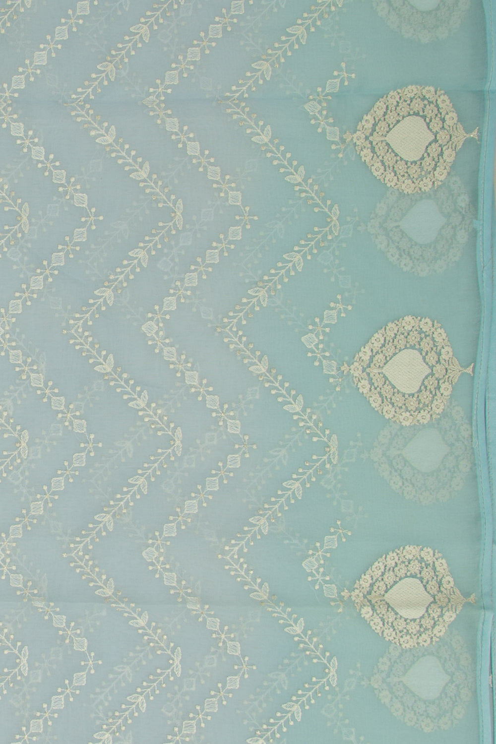 Organza Embroidery Pastel Blue Saree