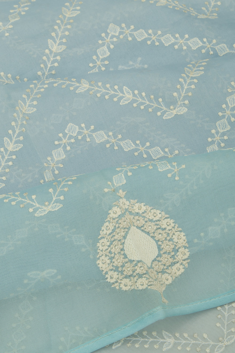 Organza Embroidery Pastel Blue Saree