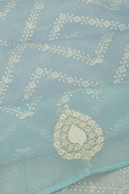 Organza Embroidery Pastel Blue Saree