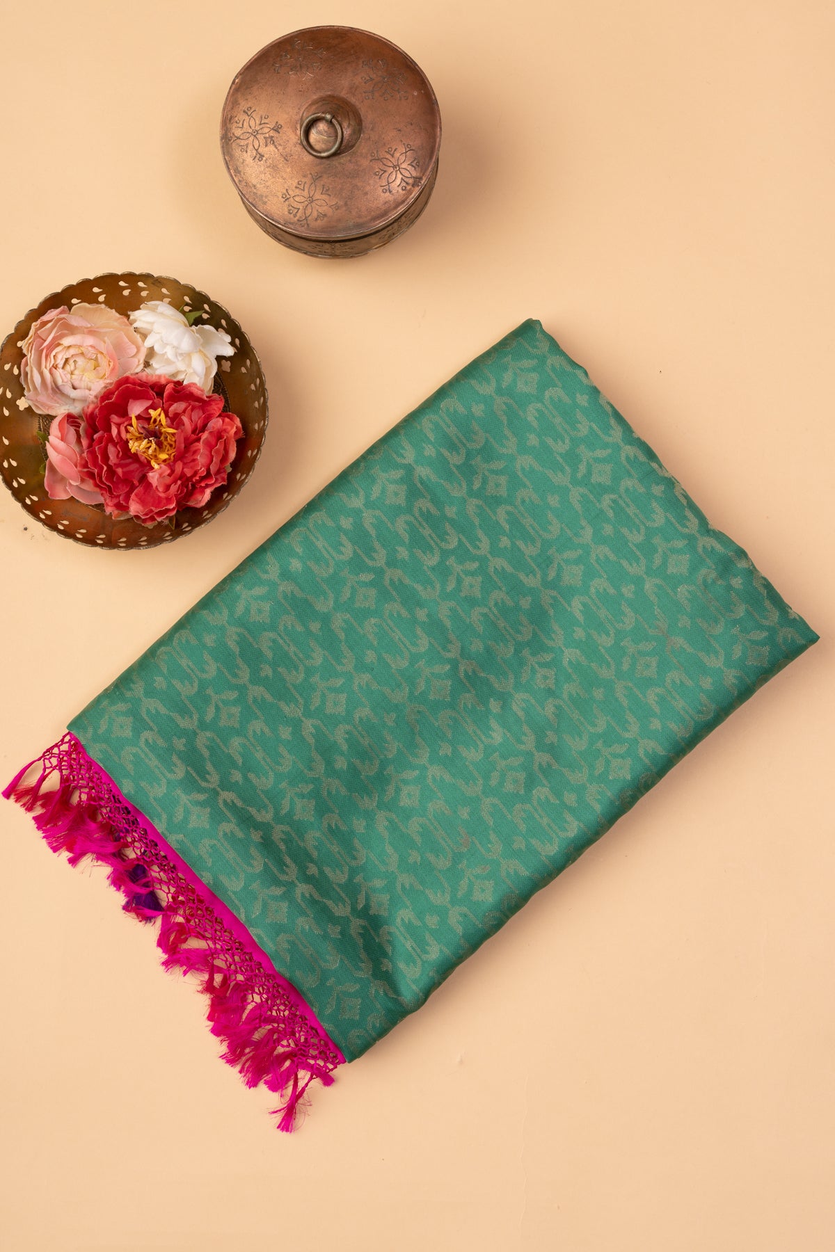 Kanchipuram Silk Brocade Dark Green Saree