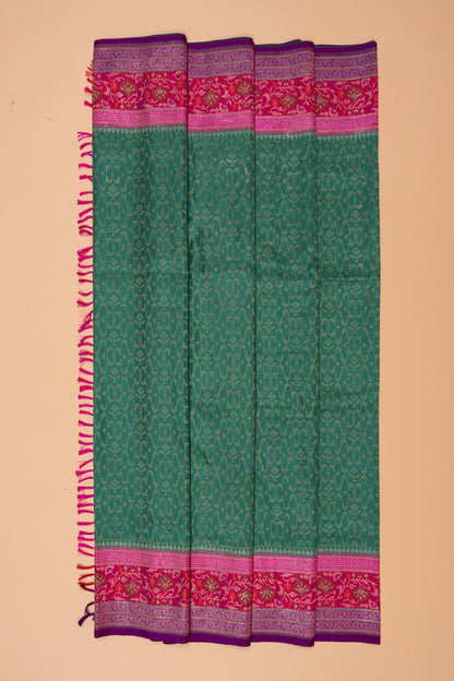 Banarasi Silk Brocade Dark Green Saree