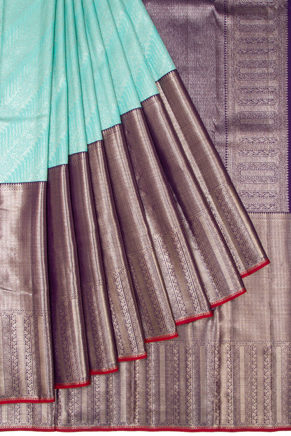 Kanchipuram Silk Brocade Sky Blue Saree