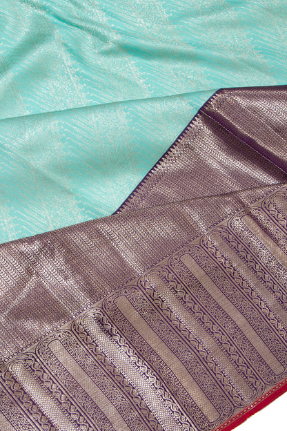 Kanchipuram Silk Brocade Sky Blue Saree