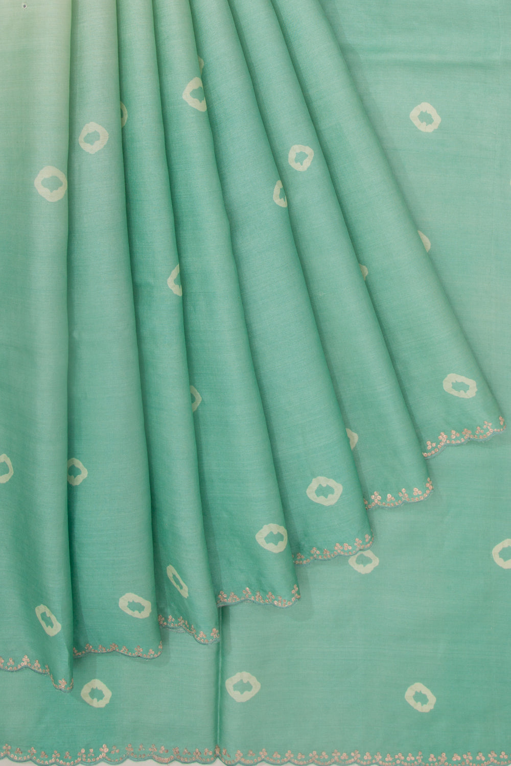 Tussar Mirror Butta Green Dual Shade Saree