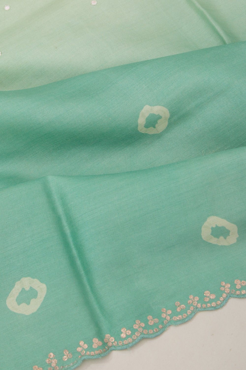 Tussar Mirror Butta Green Dual Shade Saree