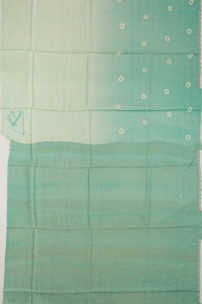 Tussar Mirror Butta Green Dual Shade Saree