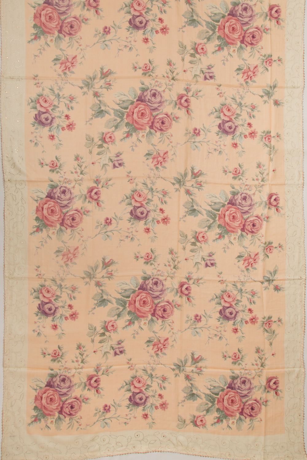 Tussar Floral Printed Pastel Orange Saree