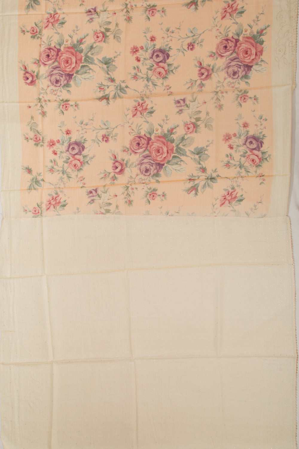 Tussar Floral Printed Pastel Orange Saree