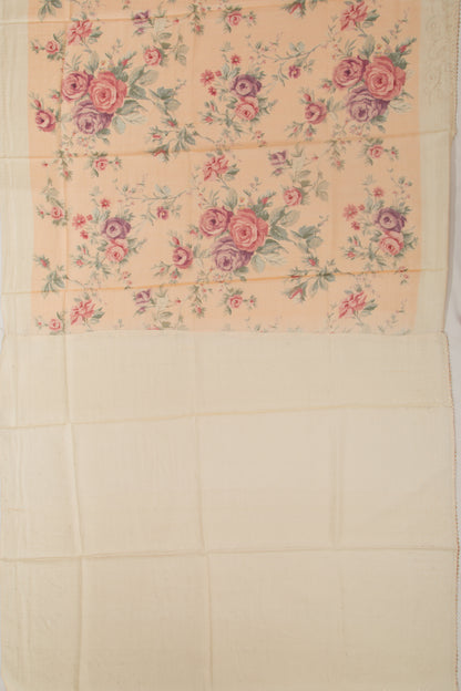 Tussar Floral Printed Pastel Orange Saree