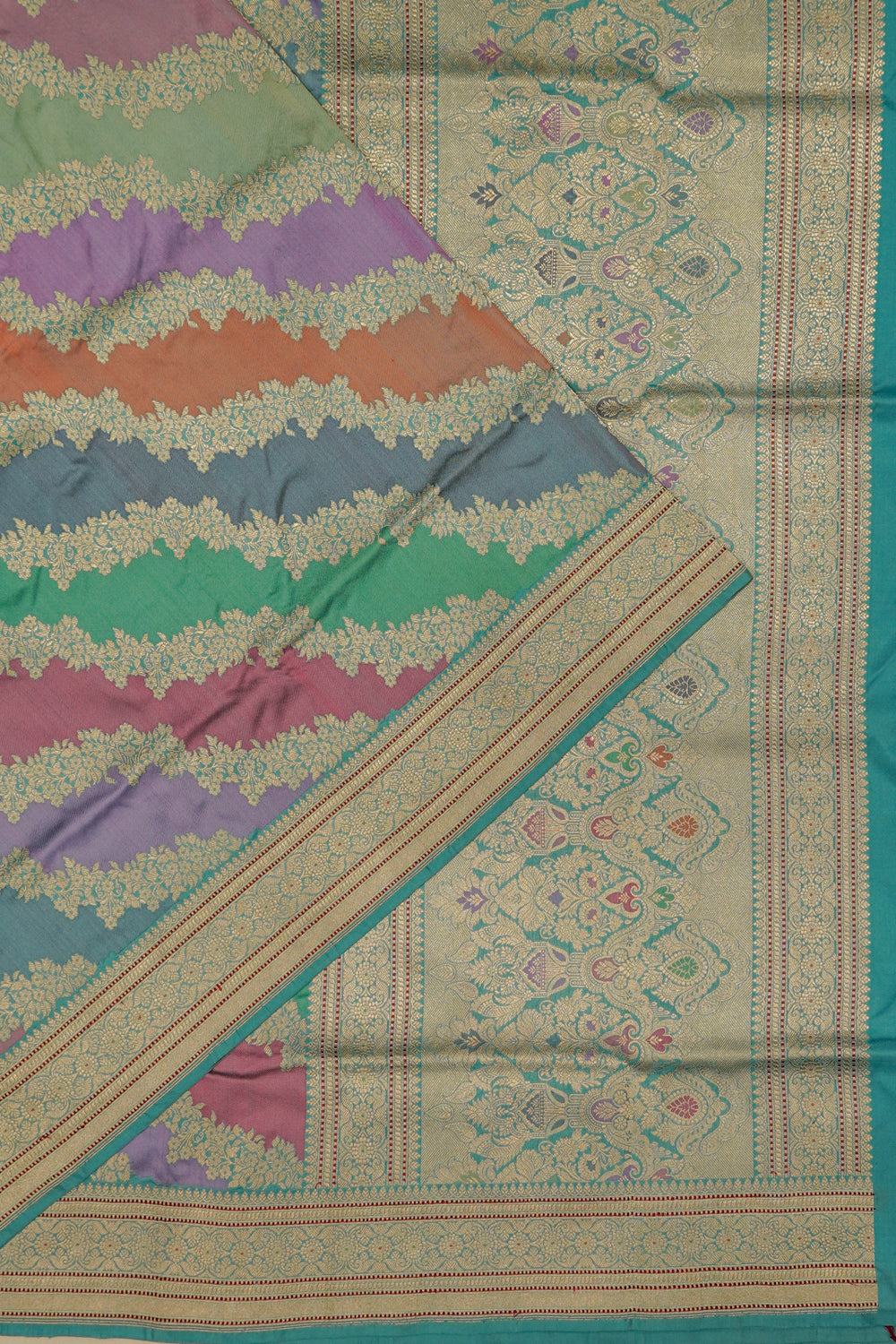 Banarasi Silk Leheriya Rangkat Sea Green Saree