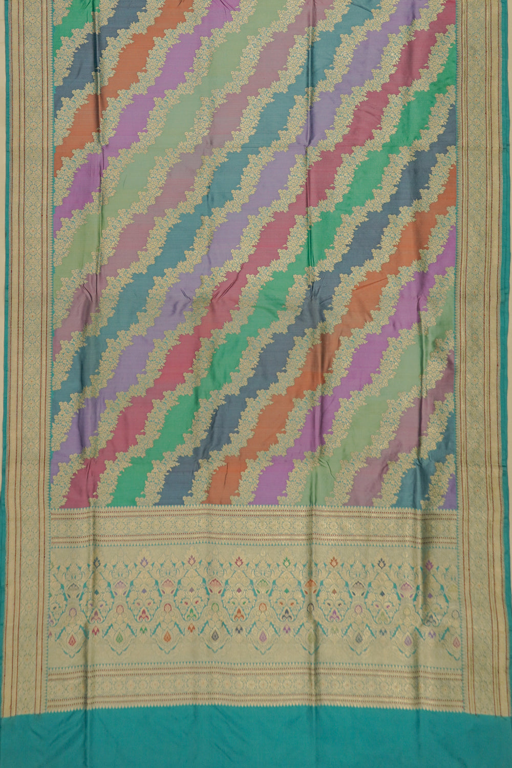 Banarasi Silk Leheriya Rangkat Sea Green Saree