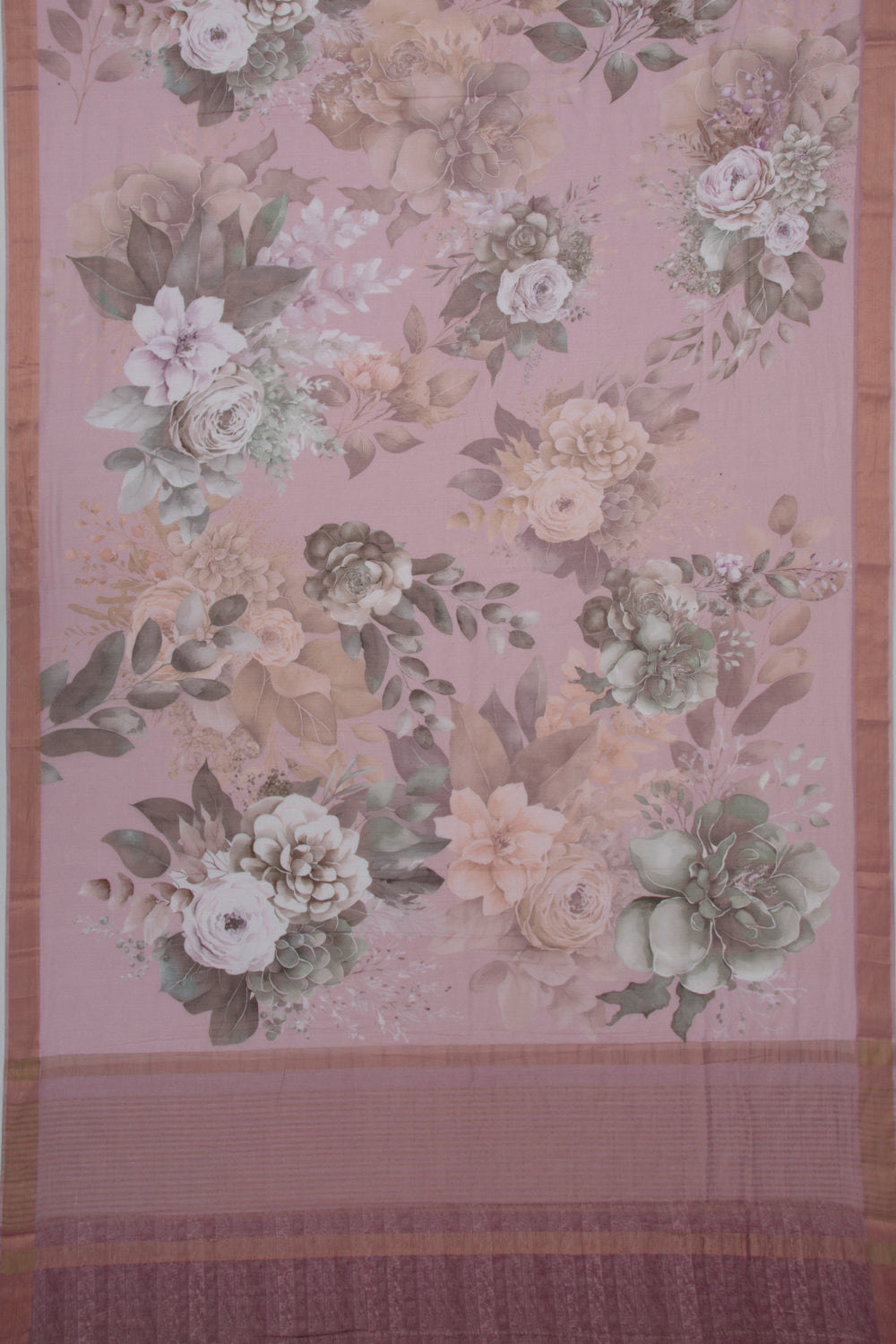 Chanderi SIlk Floral Printed Pink Saree