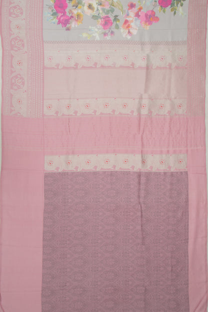 Banarasi Katan Silk Floral Printed Grey Saree