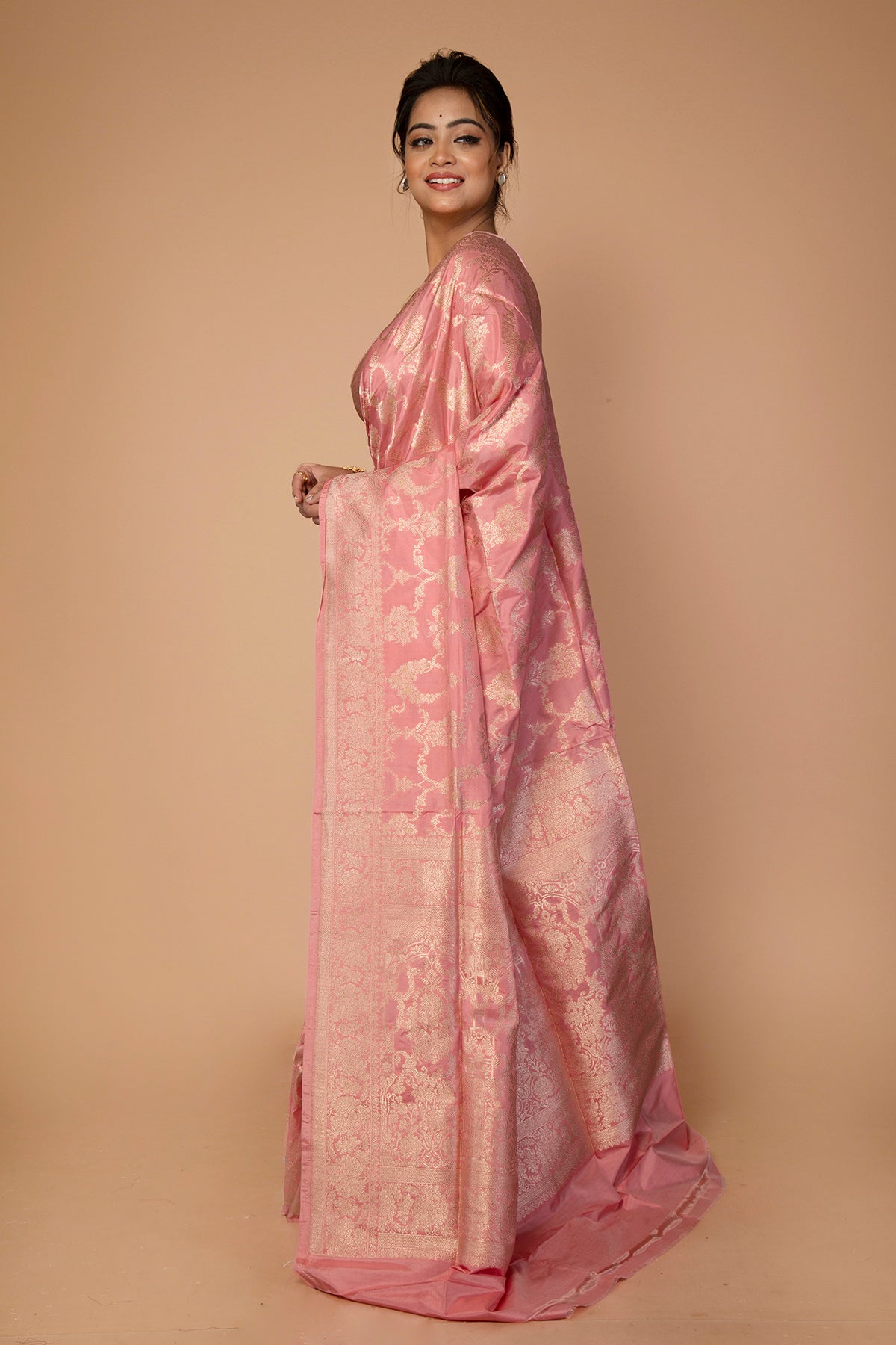 Banarasi Silk Jaal Pink Saree
