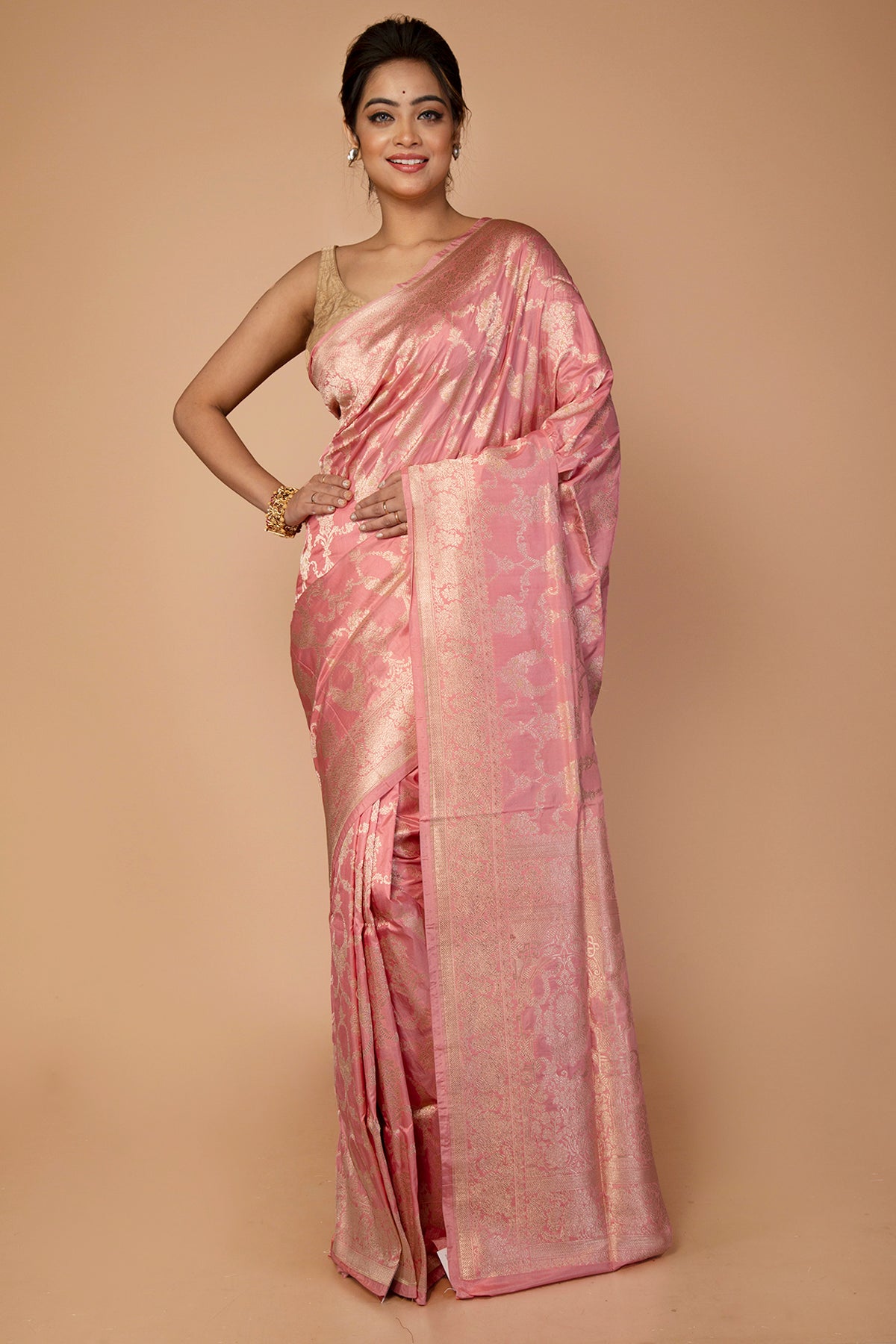 Banarasi Silk Jaal Pink Saree