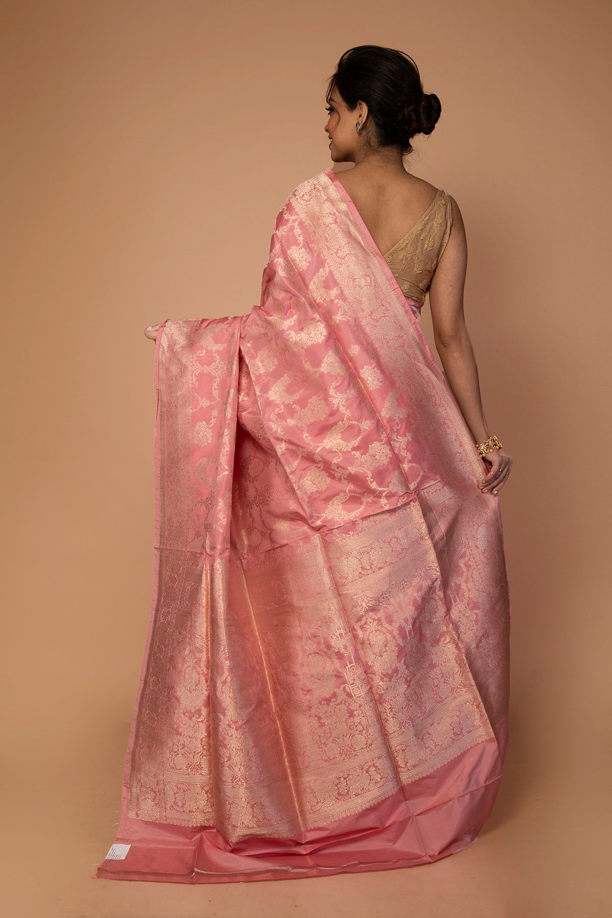 Banarasi Silk Jaal Pink Saree