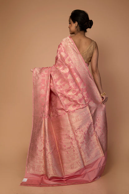 Banarasi Silk Jaal Pink Saree