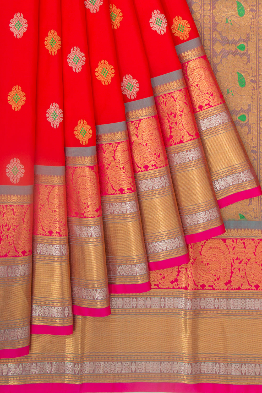 Taranga Kanchi Silk Butta Red Saree