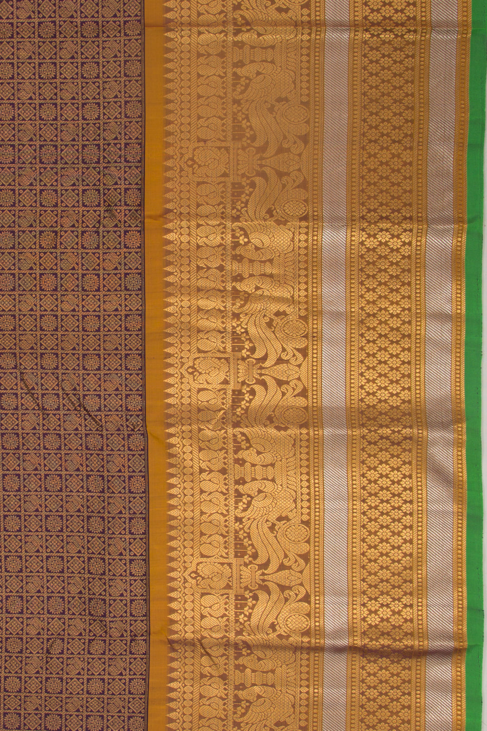 Kanchipuram Silk Checks And Butta Dark Blue Saree