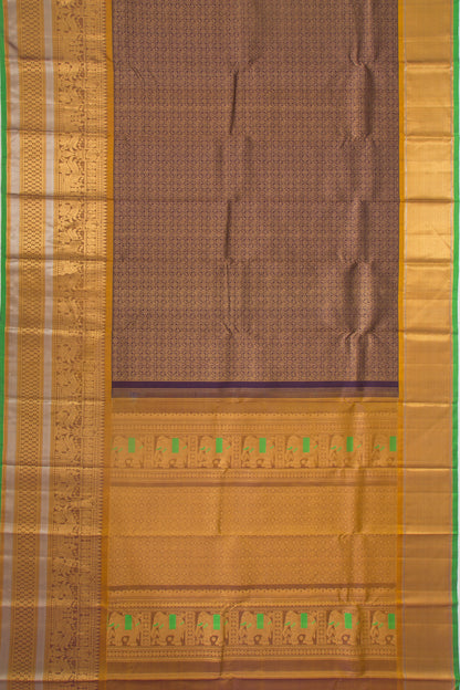 Kanchipuram Silk Checks And Butta Dark Blue Saree