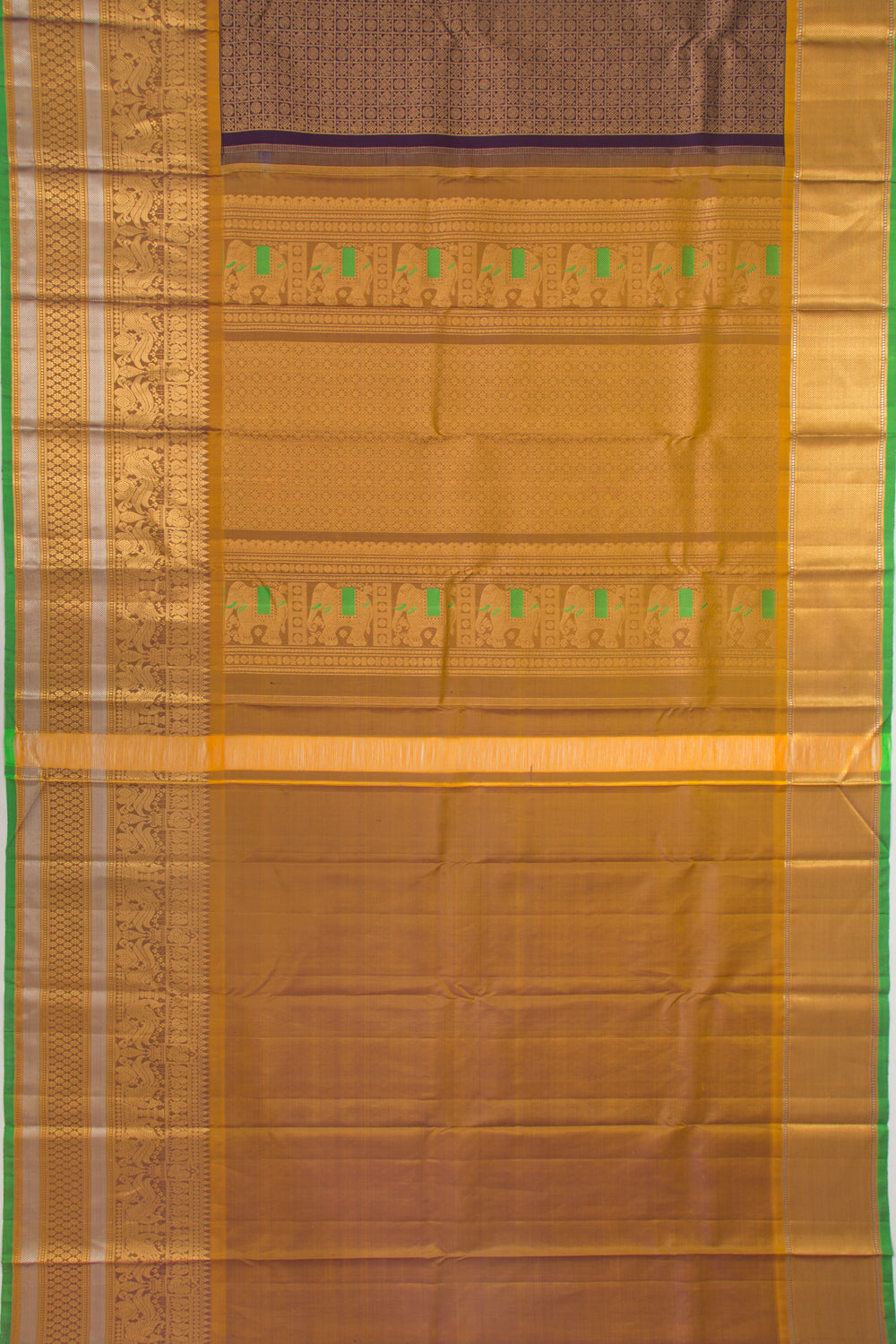 Kanchipuram Silk Checks And Butta Dark Blue Saree
