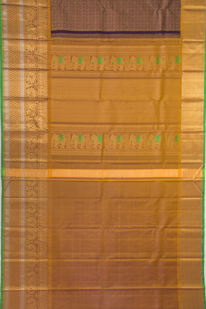 Kanchipuram Silk Checks And Butta Dark Blue Saree