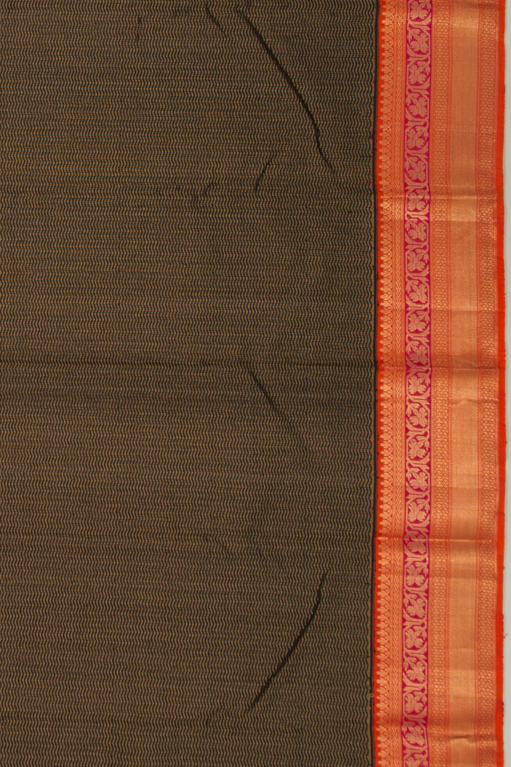 Kanchipuram Silk Zig Zag Lines Black Saree