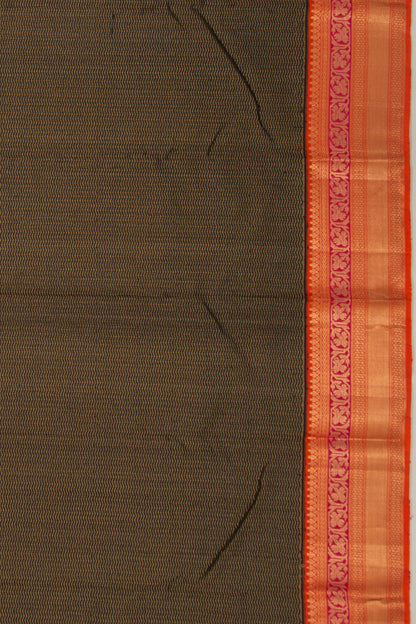Kanchipuram Silk Zig Zag Lines Black Saree